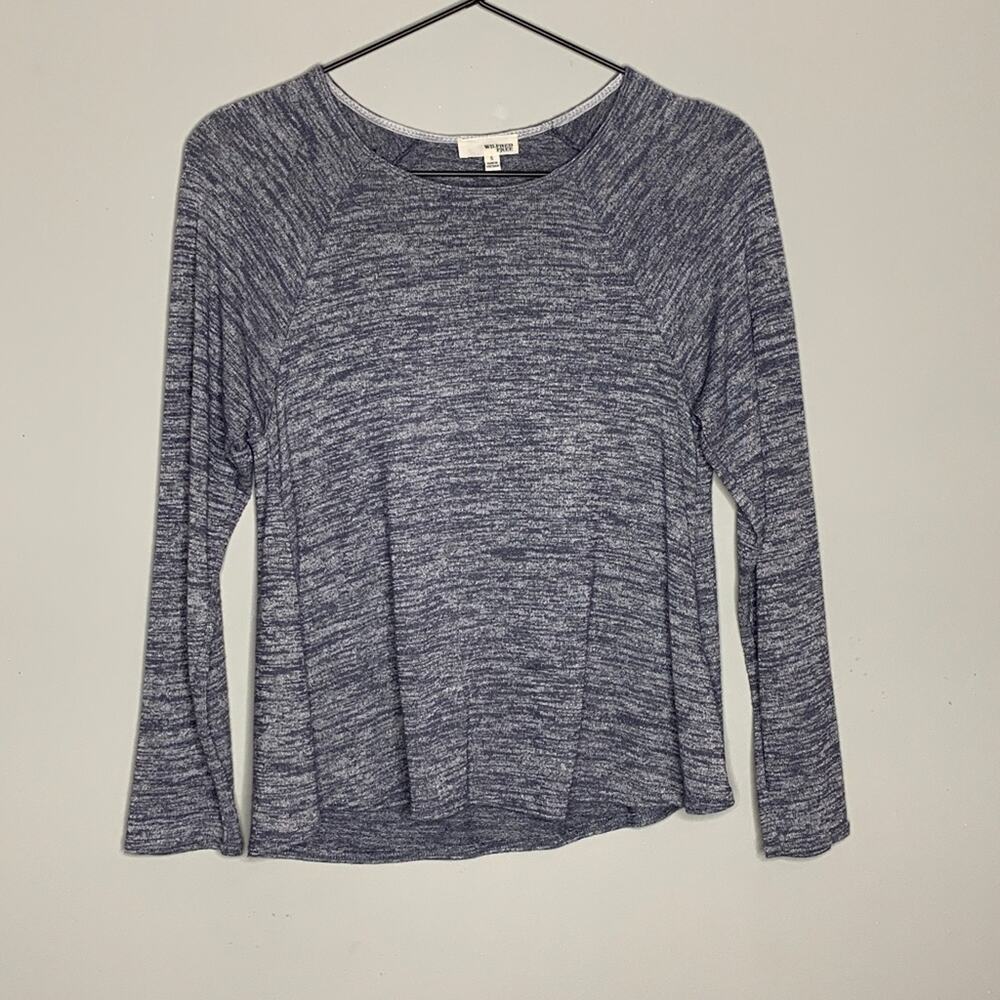 Wilfred Free Aritzia Womens Small Blue Space Dye Raglan Knit Long Sleeve Top